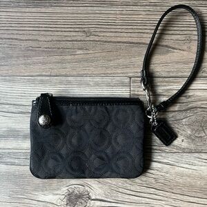 Coach Black Wristlet with Logo Pattern